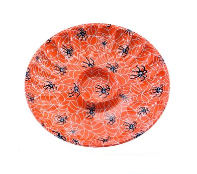 Halloween Dekoration Schale mit Spinnendruck (orange, 35cm) Deko für Süßigkeiten