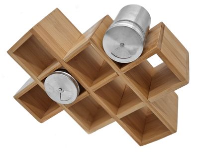 Bambus Gewürzregal Würfel - 24 x 16 cm - Holz Gewürz Ständer Regal Küche Organizer