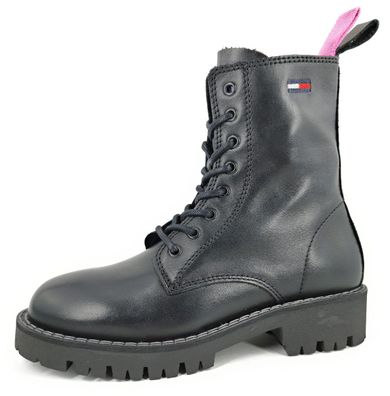 Tommy Hilfiger Damenschuhe Stiefel Schnürer Boots Schwarz Freizeit