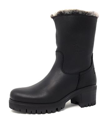 Panama Jack Damenschuhe Stiefel Gefüttert Boots Schwarz Freizeit