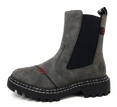 Rieker Damenschuhe Stiefel Reißverschluss Stiefel Grau Freizeit