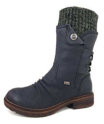 Rieker Damenschuhe Stiefel Reißverschluss Stiefel Blau Freizeit