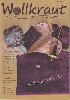Zeitschrift "Wollkraut", Kreativ mit Naturfasern, Heft 1, Herbst 2021