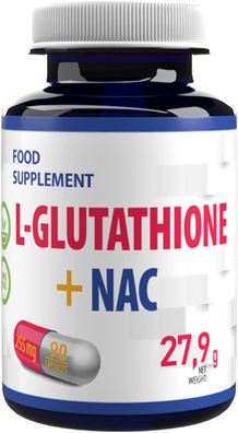 Hepatica L-Glutathion + NAC (N-Acetyl Cystein) 255mg 90 vegane Kapseln, Laborgeprüft,