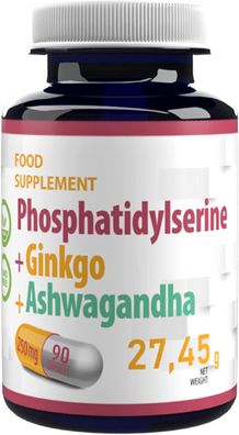 Hepatica Phosphatidylserine + Ginkgo Biloba + Ashwagandha 250mg 90 Vegan Kapseln