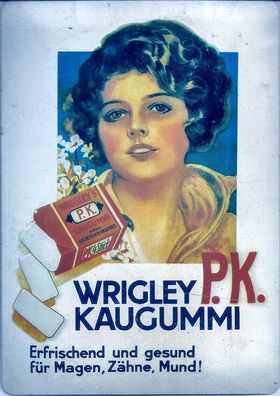 Retro Blechschild: Wrigley P.K. Kaugummi 10 x 14,5 cm