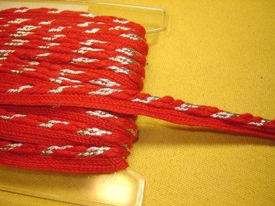 Paspelband Paspolband Kordel rot silber 1,3 cm breit 1 Meter