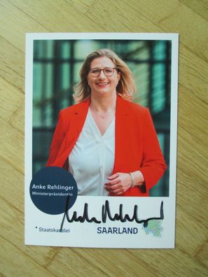 Saarland Ministerpräsidentin SPD Anke Rehlinger - handsigniertes Autogramm!!!