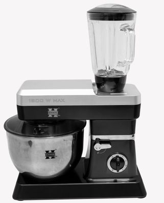 Herzberg HG-5065; Mix- Roboter Küchenmaschine 1800 W max 6.5L Schwarz