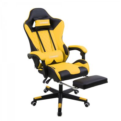 Herzberg Gaming- und Bürostuhl mit versenkbarer Fußstütze Gelb