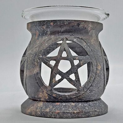 Duftlampe Pentagramm rund Speckstein 10 x 9 cm Aromalampe Verdunster Vernebler