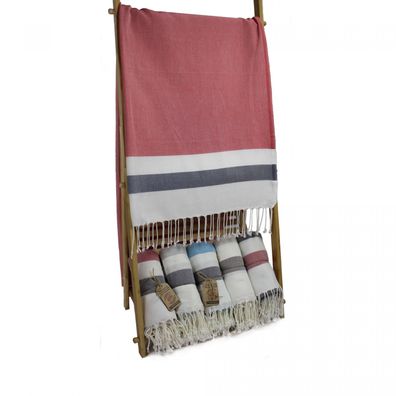 Coton d´Or Strandhandtücher aus Baumwolle 95x180 - Einzelner Randstreifen Rot