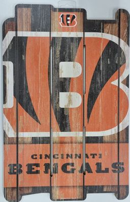 NFL Cincinnati Bengals Plank Fence Wood Sign Holzschild Holz Deko Zaun 43x28cm