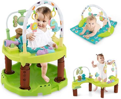 3-in-1-Baby-Spieltisch, 360° drehbarer Hüpfstuhl für Kleinkinder, Aktivitätstisch
