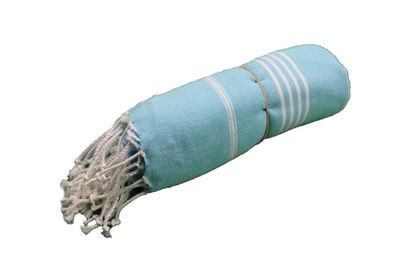 Pestemal-Strandtücher aus Baumwolle 95 x 180 cm - Türkis mit Streifenmuster