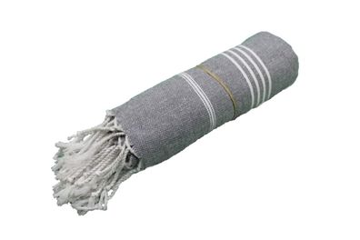 Pestemal-Strandtücher aus Baumwolle 95 x 180 cm - Hellgrau mit Streifenmuster