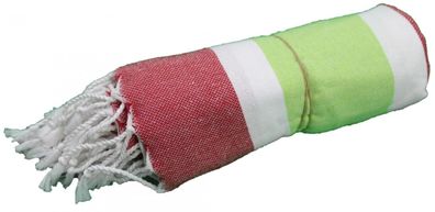 Peshtemal-Baumwollhandtücher 95x180 - Bayadere-Streifen-Muster Grün & Rot
