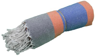Peshtemal-Baumwollhandtücher 95x180 - Bayadere-Streifen-Muster Blau & Grau