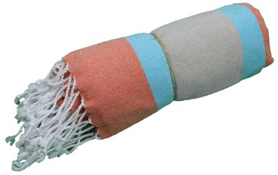 Peshtemal-Baumwollhandtücher 95x180 - Bayadere-Streifen-Muster Beige und Orange