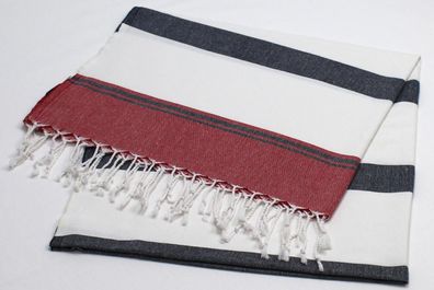 Peshtemal-Baumwollhandtücher 95x170 - Sonnensegel-Streifen-Muster Rot & Weiß