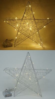 LED Weihnachtsstern Leuchtstern 30 cm 25 LEDs Timer Metall Advent Weihnachten