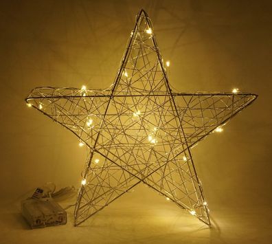 Adventsstern beleuchtet 30cm Metall Timer Fensterdeko LED Deko Stern Leuchtstern
