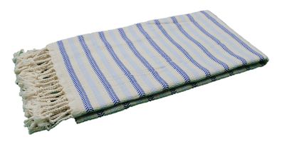 Cotton Beach Peshtemal Handtücher 95x185 - Candy Stripes mit Fischgrätenmuster Blau