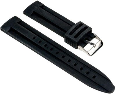 Minott Ersatzband Uhrenarmband Silikon Band schwarz glatt 25537S