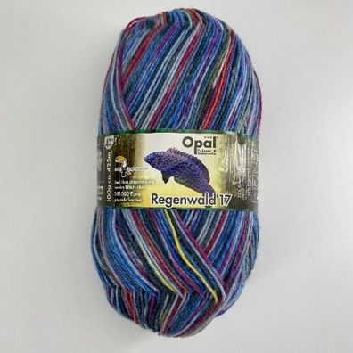 Opal Pullover und Sockenwolle "Regenwald" blau/ rot