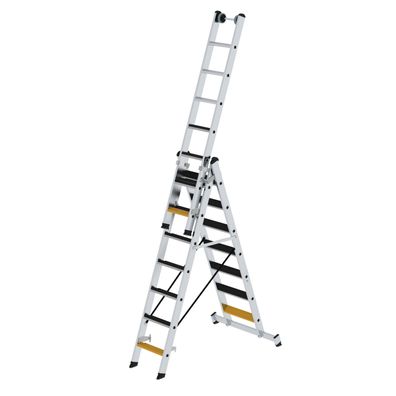 Stufen-Mehrzweckleiter 3-teilig mit nivello®-Traverse und clip-step R13 3x7 Stufen