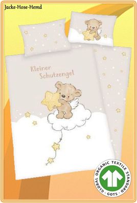 Baby Bettwäsche Bär kleiner Schutzengel BIO Baumwolle Bärchen Gr: 100x135cm NEU