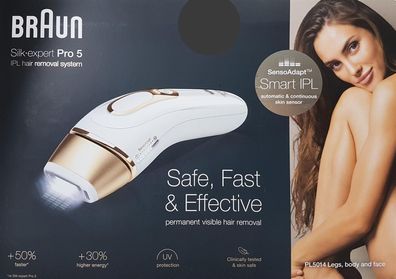 Braun Silk-Expert Pro 5 PL5014 IPL Haarentfernungsgerät, weiß/ gold