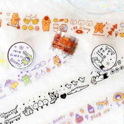 Haustier transparentes Washi Tape, Cartoon niedliches Tier Masking Paper Craft
