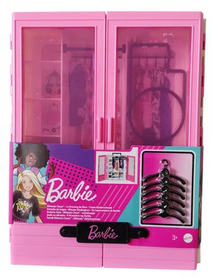 Mattel GBK11 Barbie Traum Kleiderschrank zweitürig mit Tragegriff Kleiderbügeln