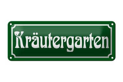 Blechschild Retro 27x10 cm Kräutergarten (grün weiß) Metall Deko Schild tin sign