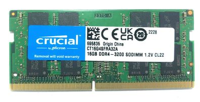 16GB RAM DDR4 3200 Arbeitsspeicher Crucial SO-DIMM PC4-25600 für Notebook, Laptop