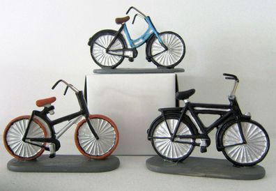 Miniatur Fahrrad L: 6,5cm blau braun schwarz Geldgeschenk basteln Modell klein