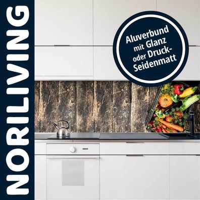 Küchenrückwand Aluverbund Spritzschutz Fliesenspiegel Küche Gemüse Korb 426