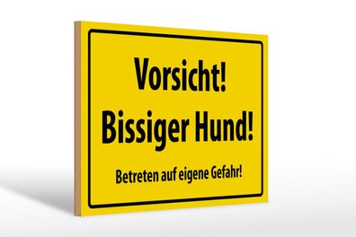 Holzschild Warnschild 30x20 cm Vorsicht bissiger Hund Deko Schild wooden sign