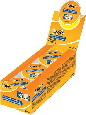 6er Pack BIC Fingeranfeuchter BIC® Fingertip, 20 ml, weiß/ orange
