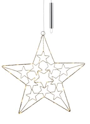 LED Metall Stern silber - 50 cm - Weihnachten Advent Hänge Fenster Wand Deko Batterie