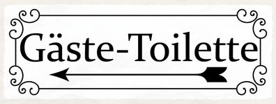 Blechschild Hinweis 27x10 cm Gäste-Toilette links Metall Deko Schild tin sign