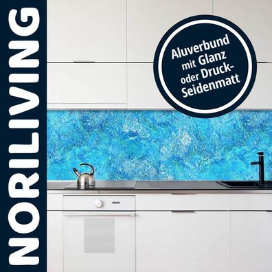 Küchenrückwand Alu Küchenrückwände Spritzschutz bis 300cm Wasser Optik blau 112