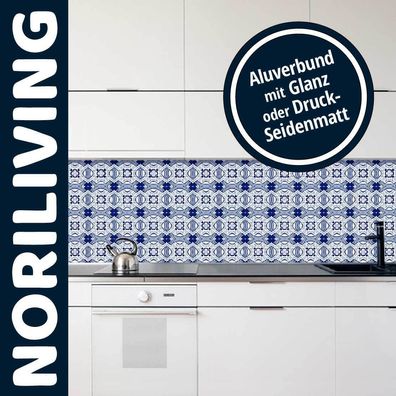 Küchenrückwand Alu Küchenrückwände Spritzschutz bis 300cm Fliesen blau 464