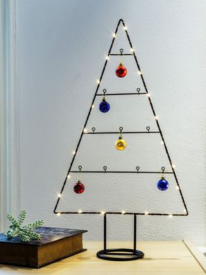 LED Tanne - 61cm / mit 5 Kugeln - Christ Baum Aufsteller Haken selbst dekorieren