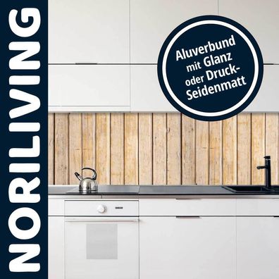 Küchenrückwand Küchenrückwände Alu Spritzschutz bis 300cm Beige Holzdielen 039
