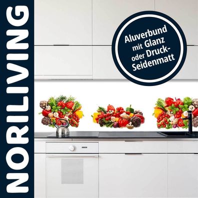Küchenrückwand Küchenrückwände Alu Spritzschutz bis 300cm frisches Gemüse 059