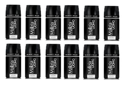 Malizia Uomo Black & Wild Deo 12 x 150ml Deodorant Eau de Toilette Spray