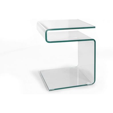 Beistelltisch Glastisch Couchtisch S-Form gebogen Klarglas ca. 42 x 48 x 38 cm...