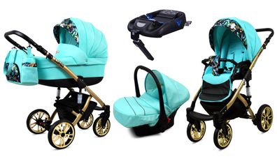 Kinderwagen Lumio Mint 4in1- Set Wanne Buggy Babyschale Autositz Basis ISOFIX